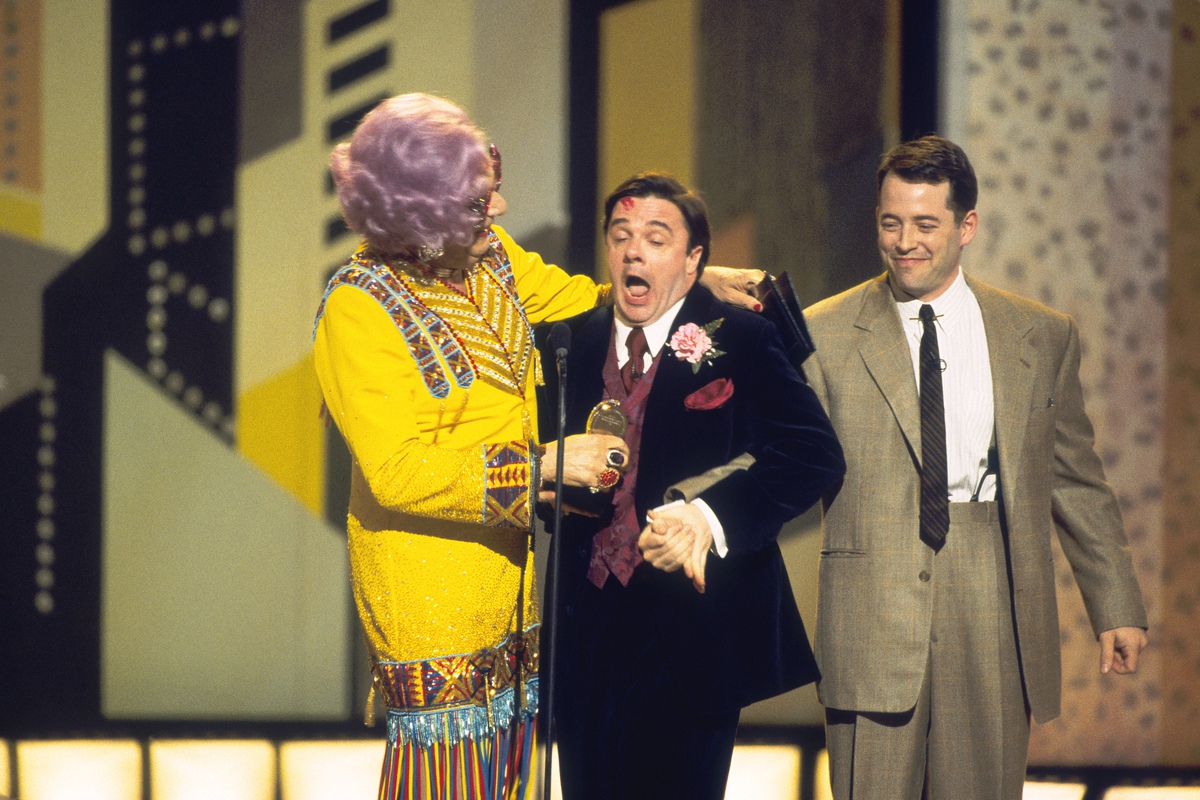 Dame Edna, Nathan Lane, and Matthew Broderick (left to right) at the 2001 Tony Awards.