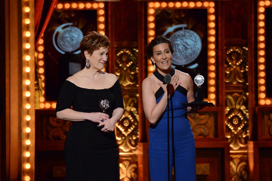 Lisa Kron (L) and Jeanine Tesori at the 2015 Tony Awards.