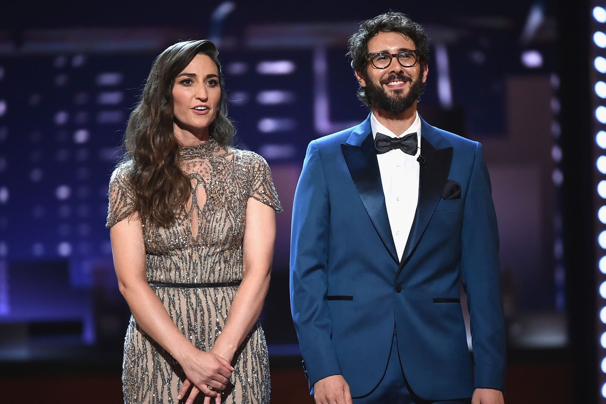 Hosts Sara Bareilles and Josh Groban at the 2018 Tony Awards